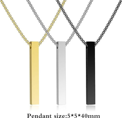 Bar Pendant Stainless Steel Necklace