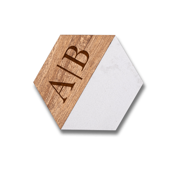 White Marble & Acacia Wood Coasters (4 pack)