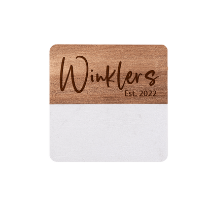 White Marble & Acacia Wood Coasters (4 pack)